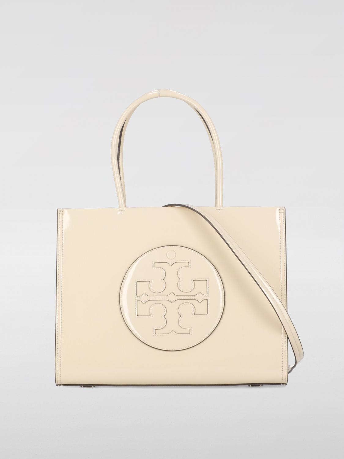 Tory Burch Structured Tote Bag With Top Handles And Shoulder Strap In Cream