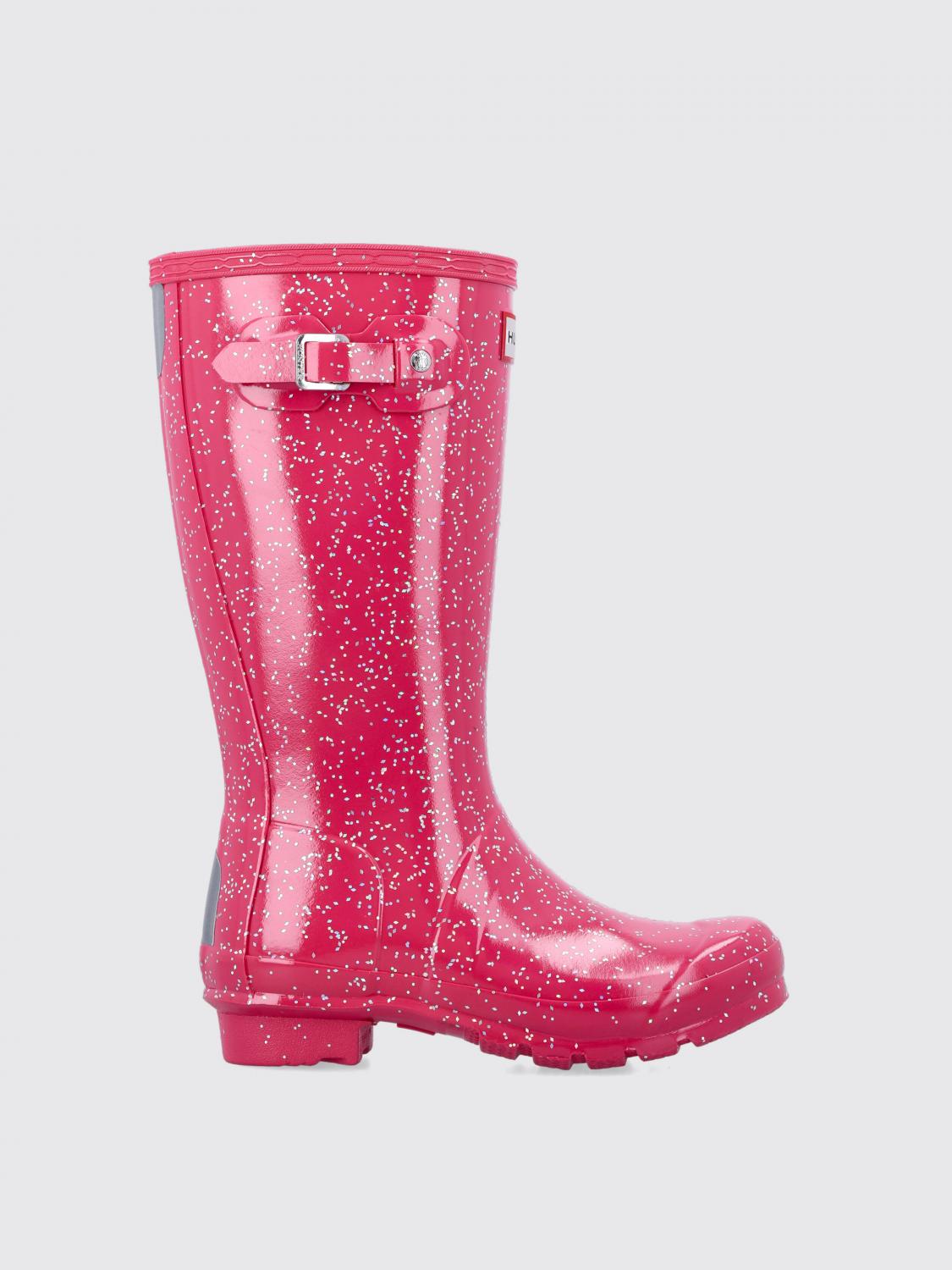 Hunter Big Kids Giant Glitter Wellington Boots In Rot
