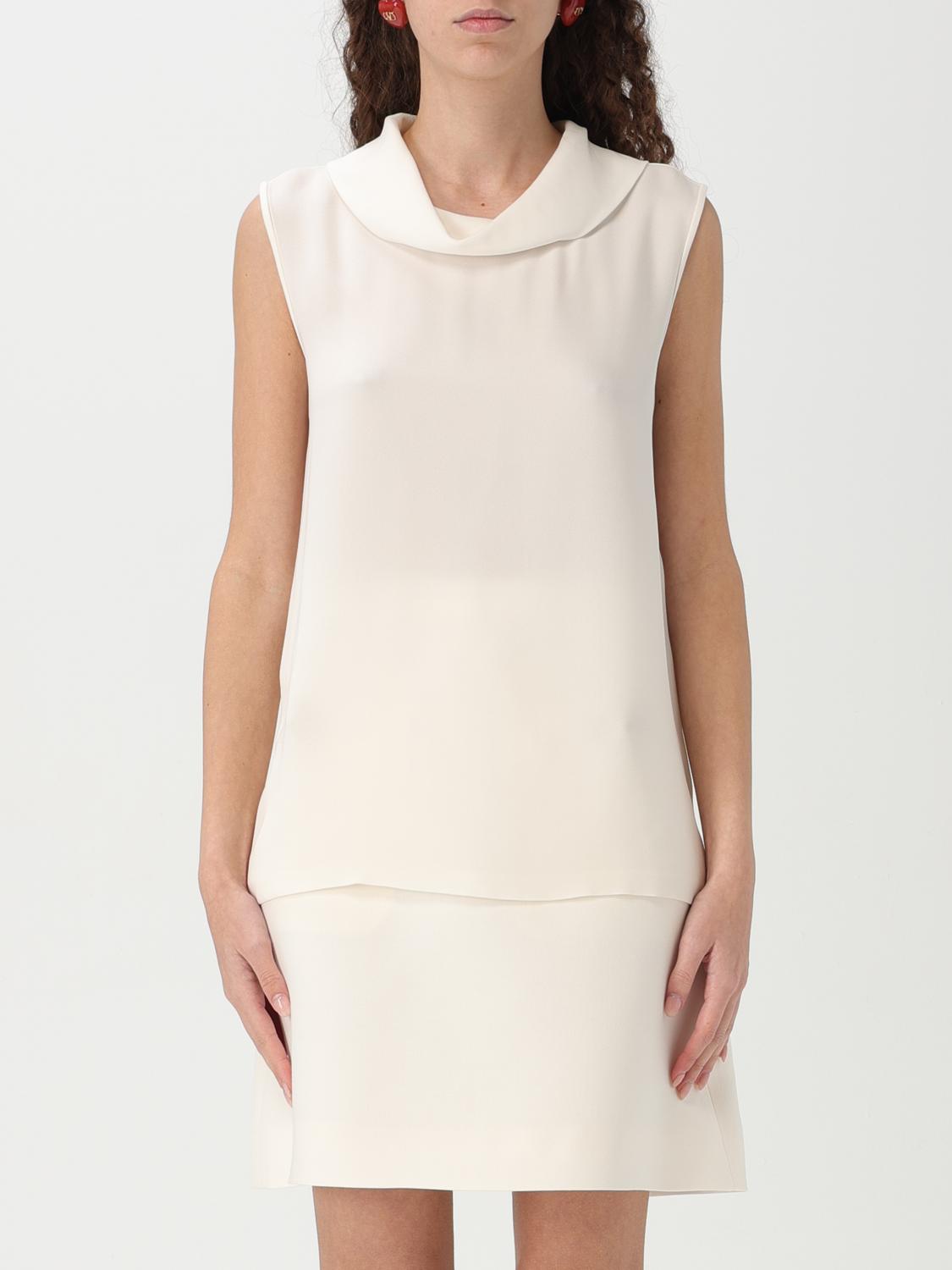 Valentino Draped Neckline Sleeveless Top In Ivory