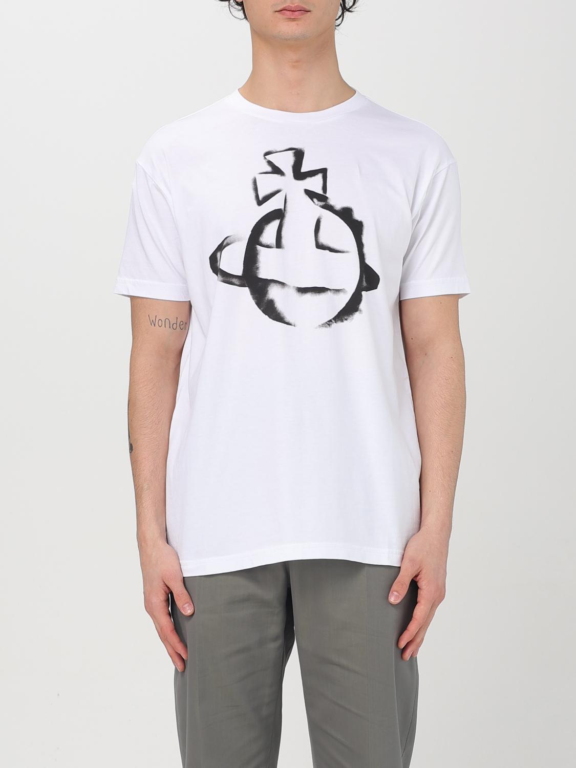 Vivienne Westwood White Crewneck T-shirt With Maxi Orb Logo Print On The Front In White
