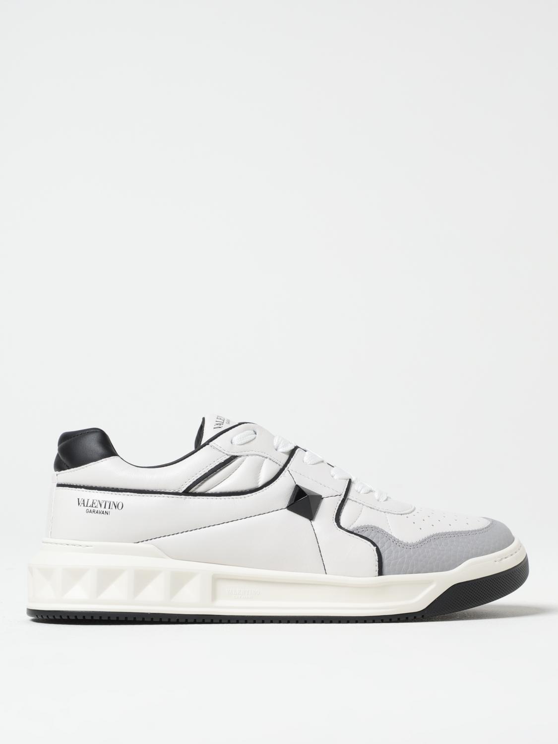 Valentino Garavani Multicolor Nappa Leather One Stud Sneakers In Weiss
