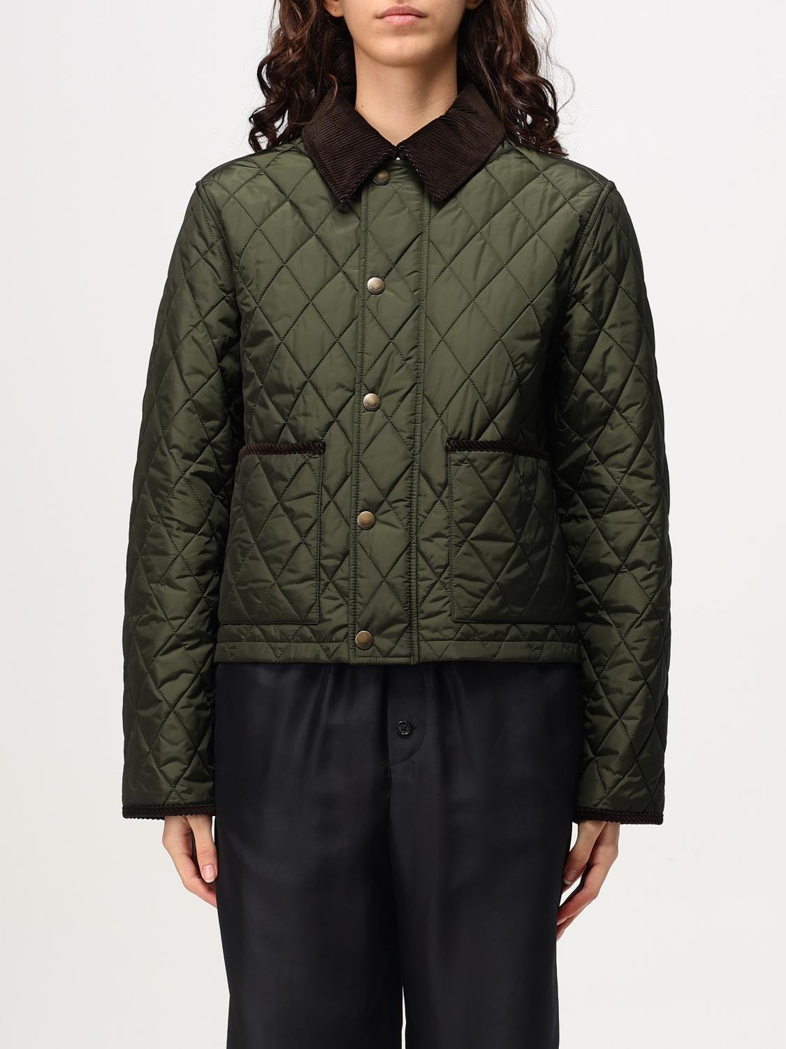 Shop Burberry Jacket Woman Color Olive In 橄榄绿