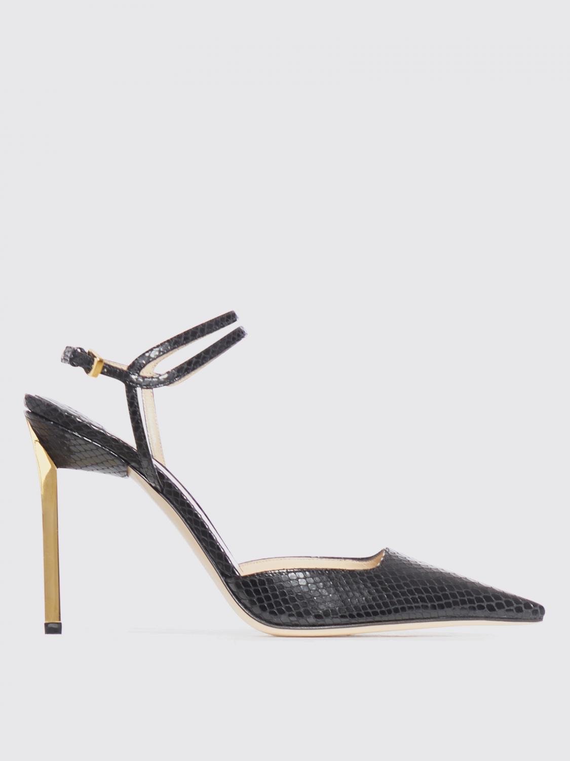 Tom Ford Glossy Stamped Python Slingback In Black