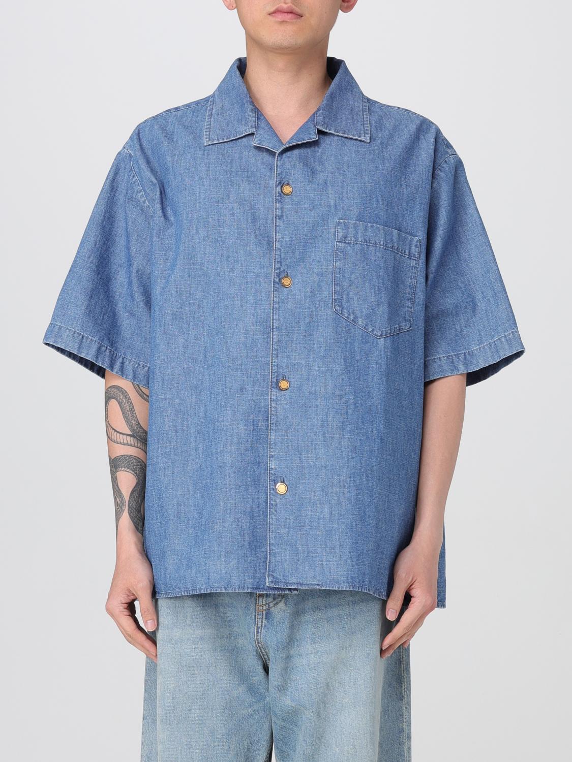 Valentino Garavani Oversized Denim Shirt With Button Closure In Blue