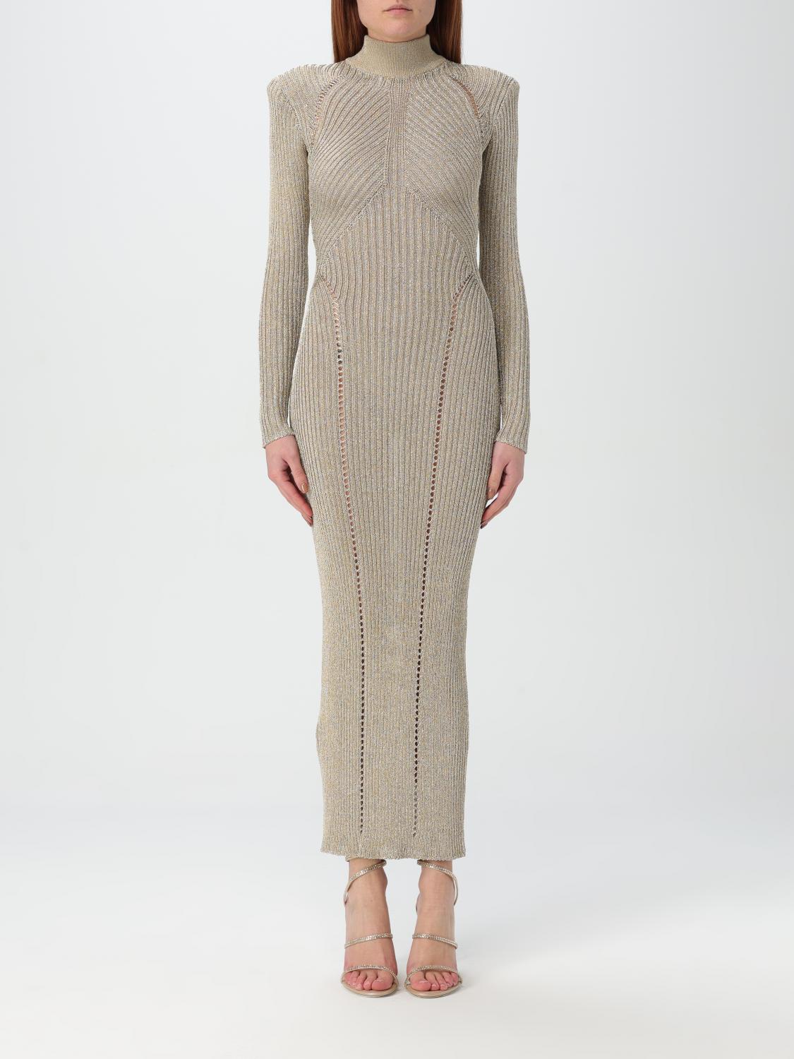 Self-portrait Lurex Knitted Maxi Dress In Gold