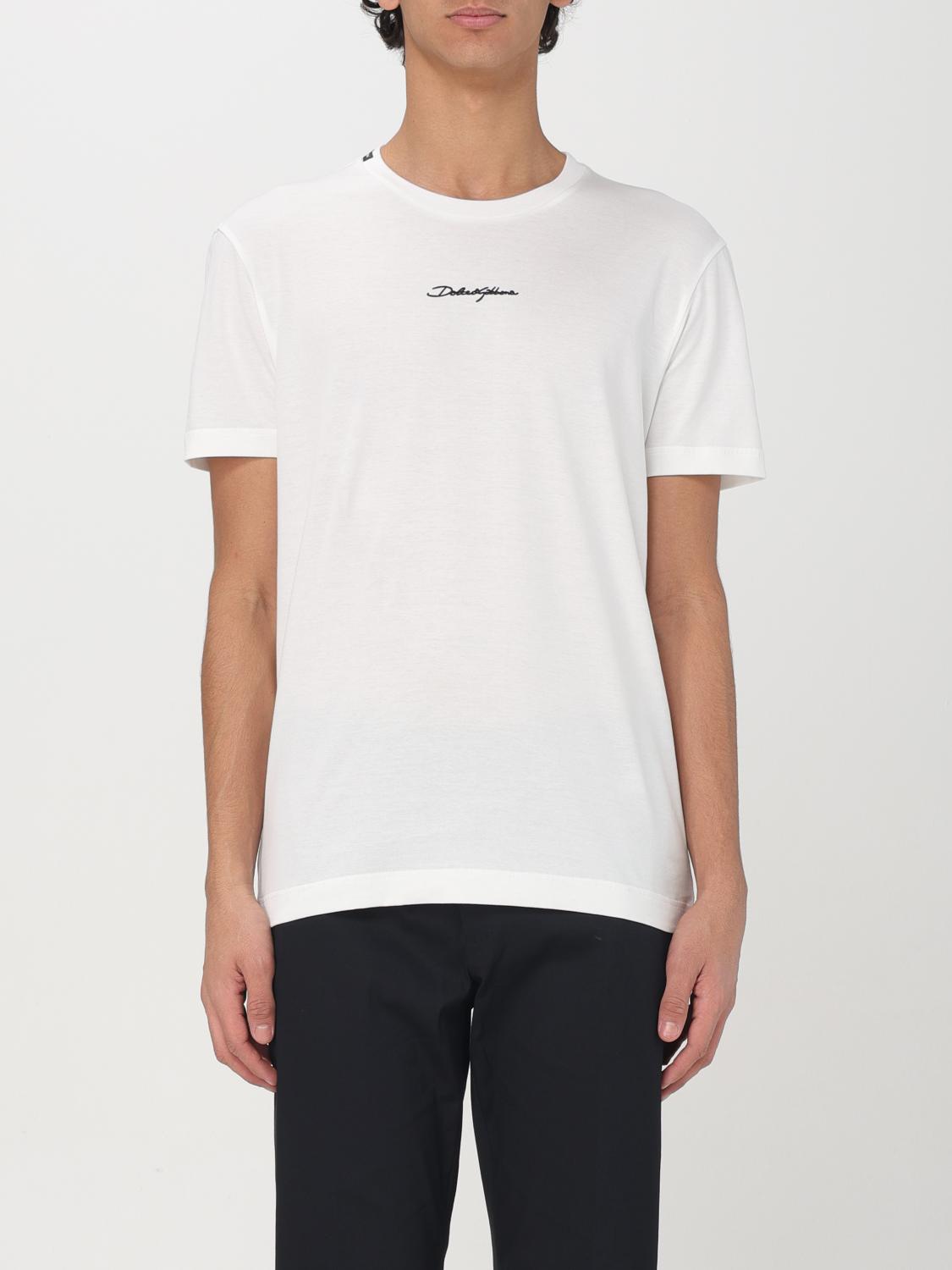 Dolce & Gabbana White Crewneck T-shirt With Signature Logo In 白色