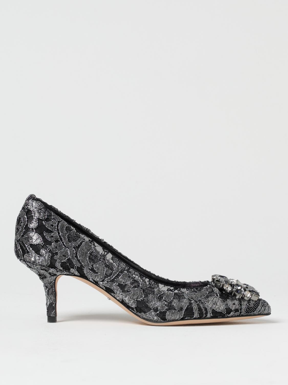 Dolce & Gabbana Bellucci 60 Lurex Lace Pumps With Brooch Detail In 灰色