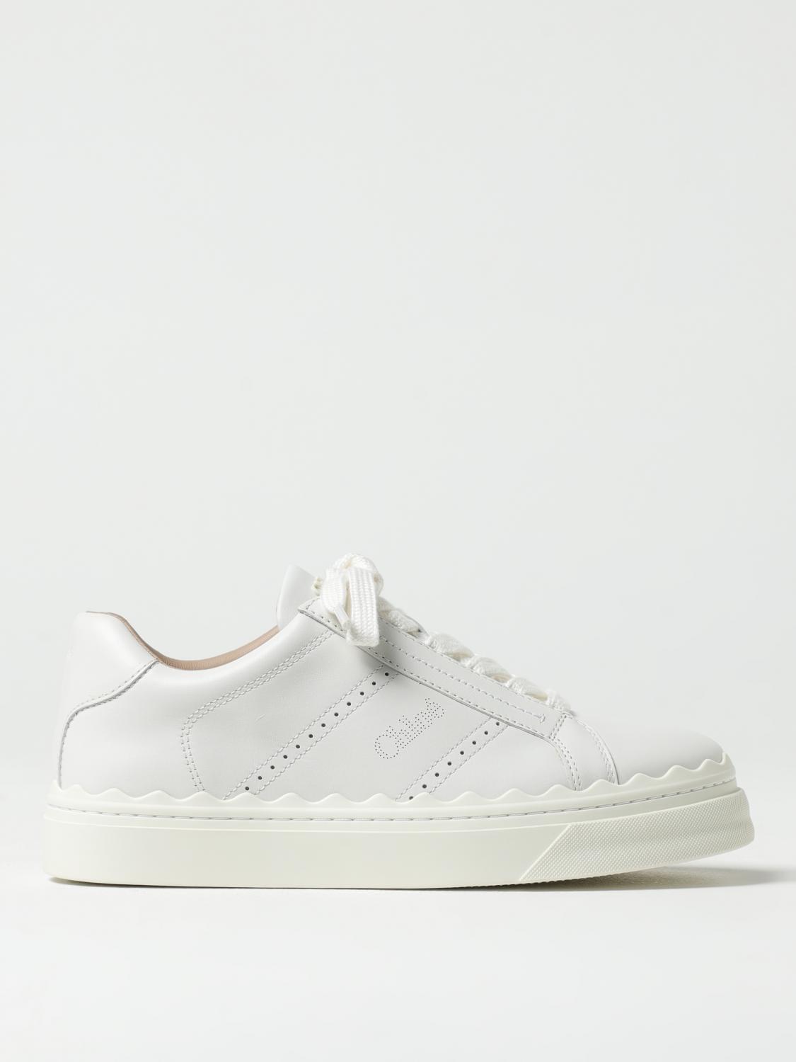 Chloé Lauren Leather Sneakers In White