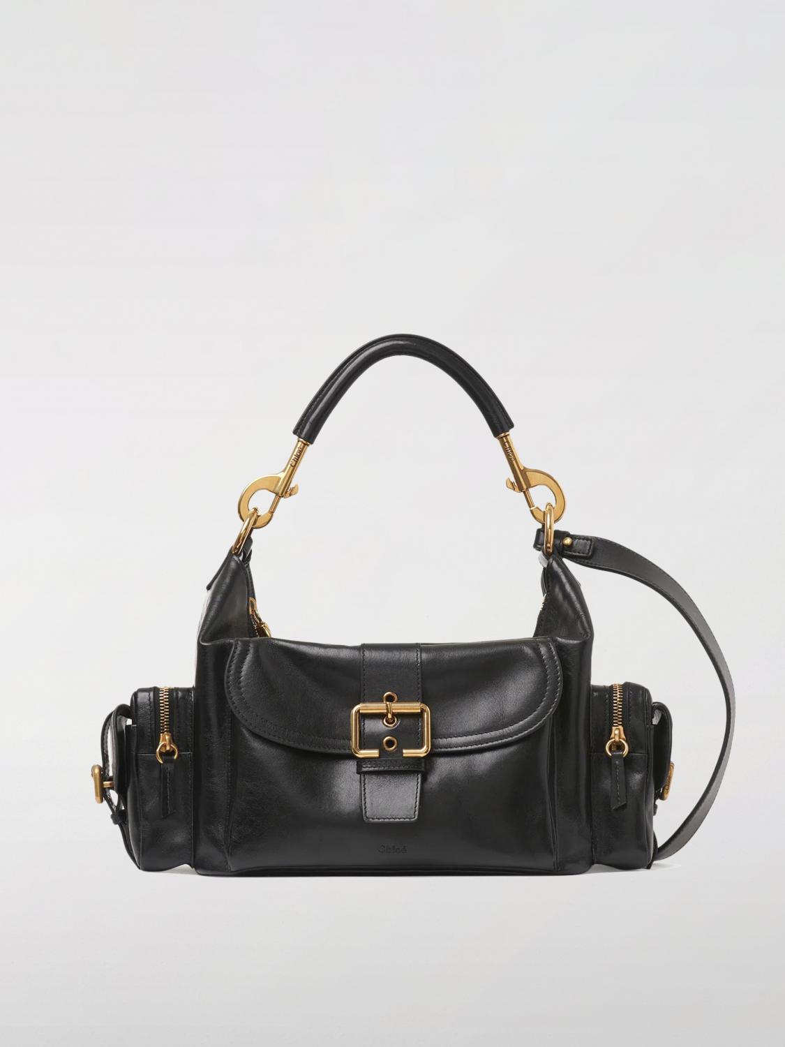 Chloé Camera Bag Medium In Natural Shiny Calfskin In Black
