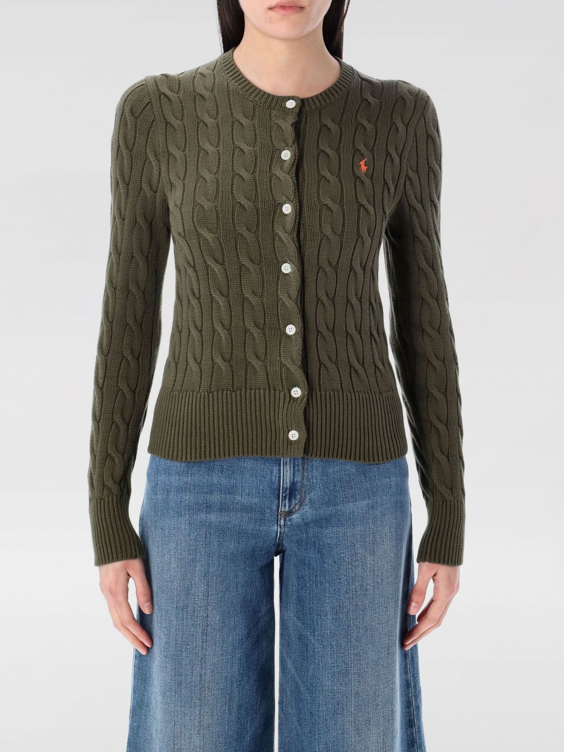 Shop Polo Ralph Lauren Cardigan Woman Color Olive