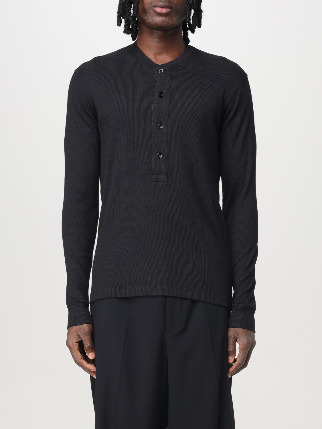Tom Ford Fine-ribbed Logo Embroidered T-shirt In Schwarz