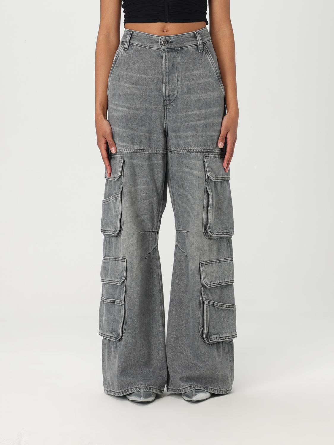 Diesel D-sire-cargo-d Grey Cargo Jeans With Low-rise Waist In Gray