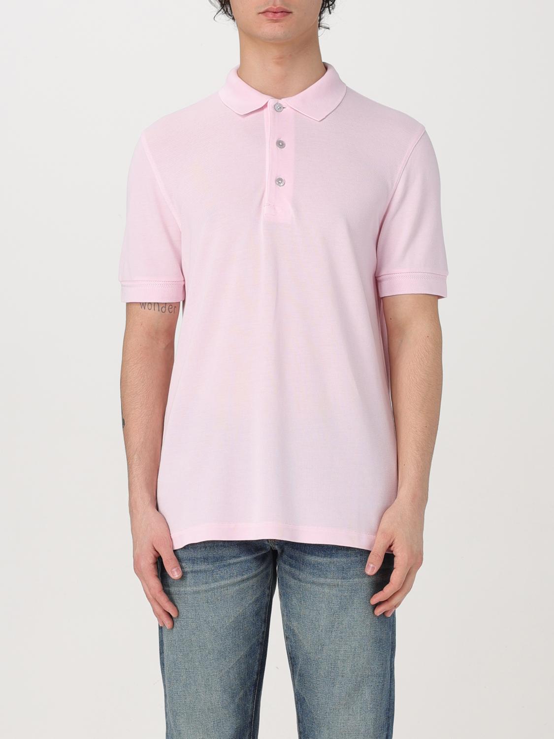 Tom Ford Classic Piquet Polo With Three-button Placket In Baby Pink