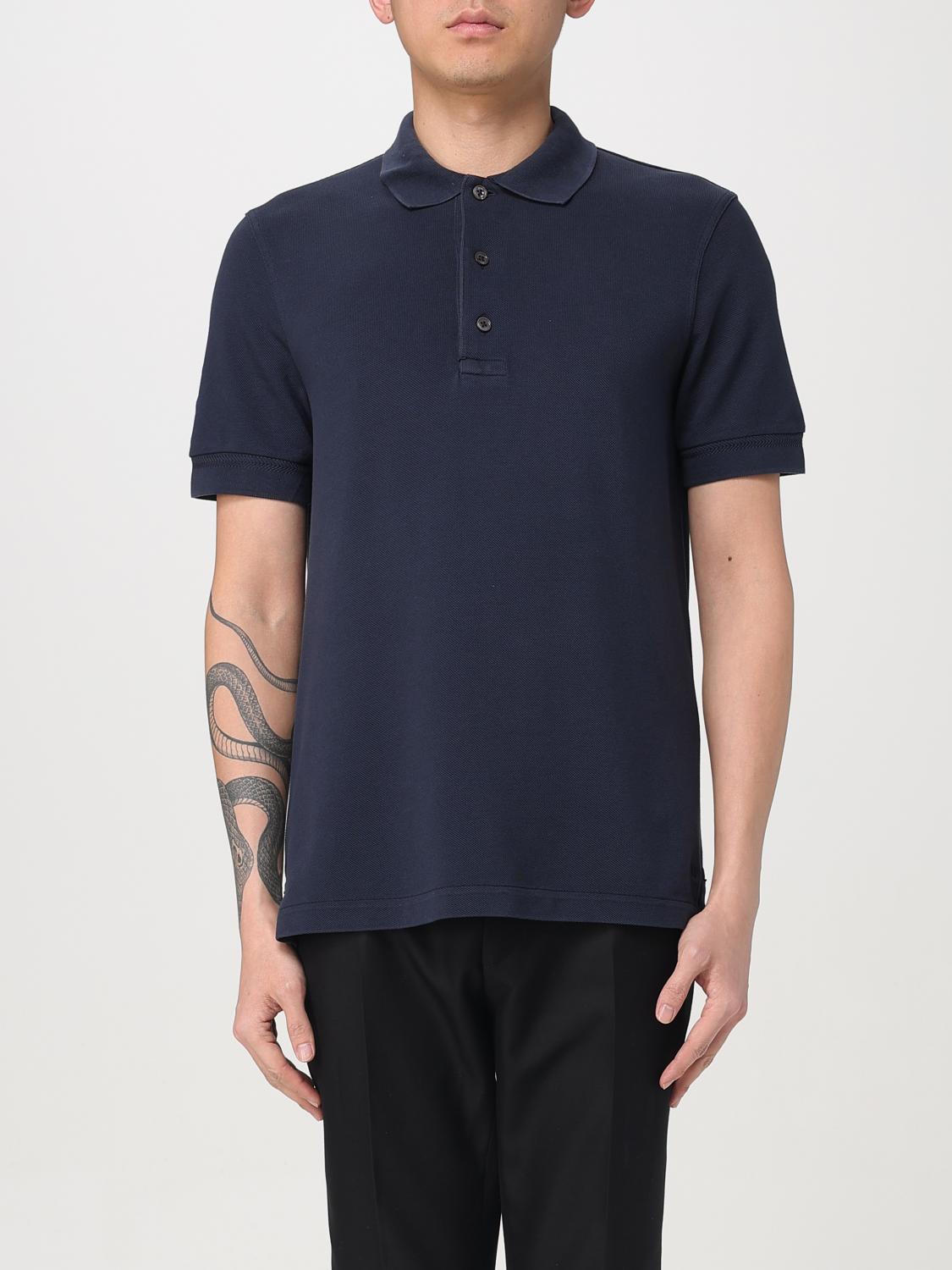 Tom Ford Polo Shirt With Button Placket And Collar In Blue 1
