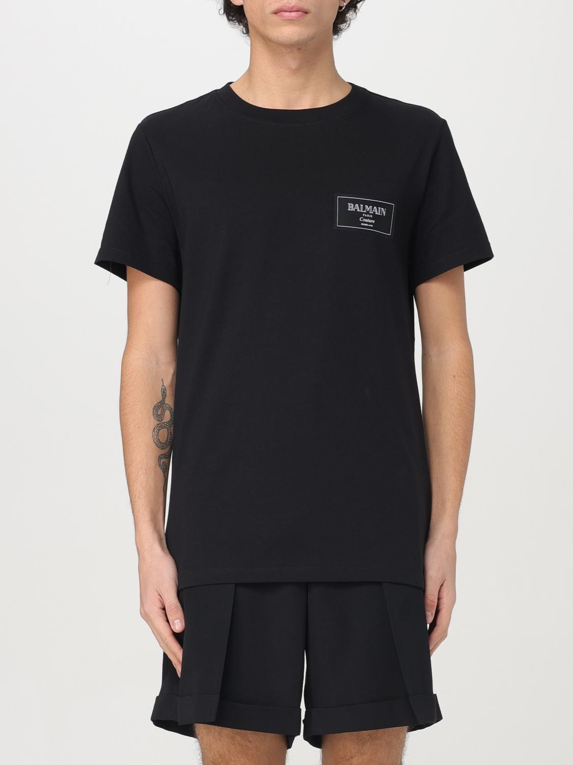 Balmain Couture Label T-shirt In Schwarz