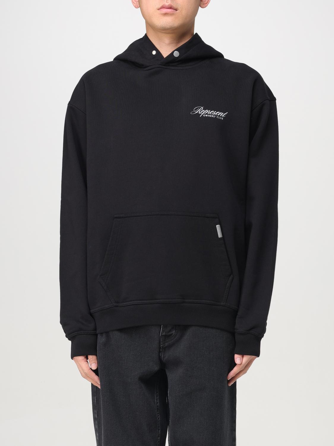 Represent Black Hoodie With Logo Lettering Detail On The Front And Maxi Logo Print On The Rear In Cotton Man In Schwarz