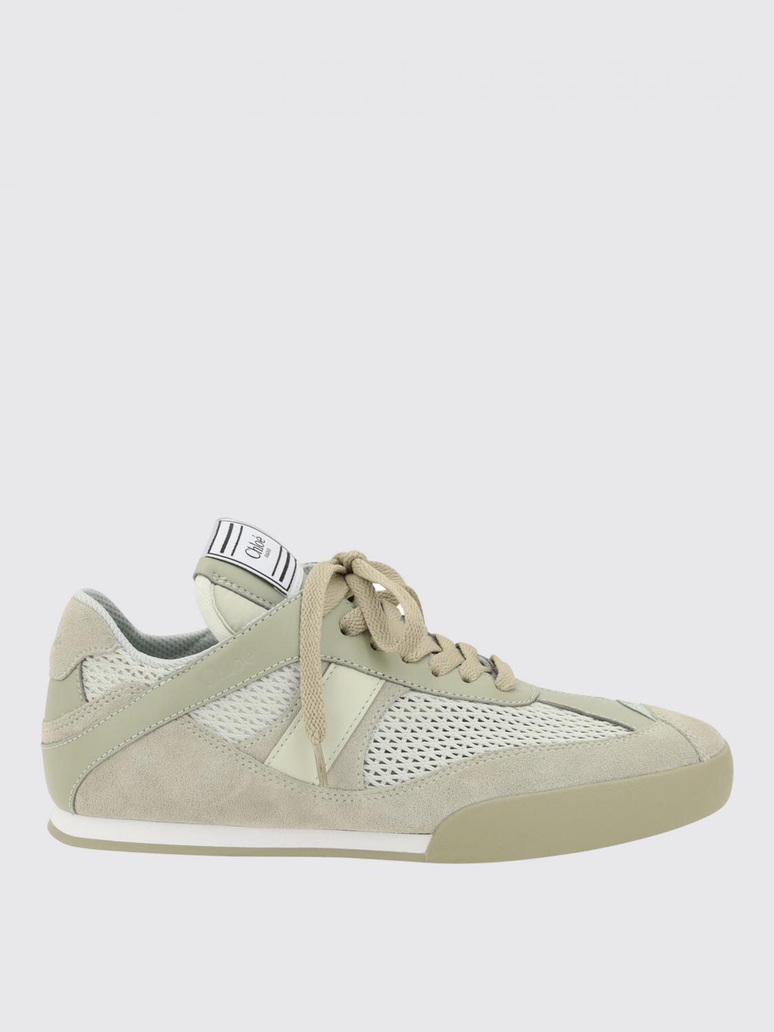 Chloé Kick Mesh And Leather Low-top Sneakers In Gold