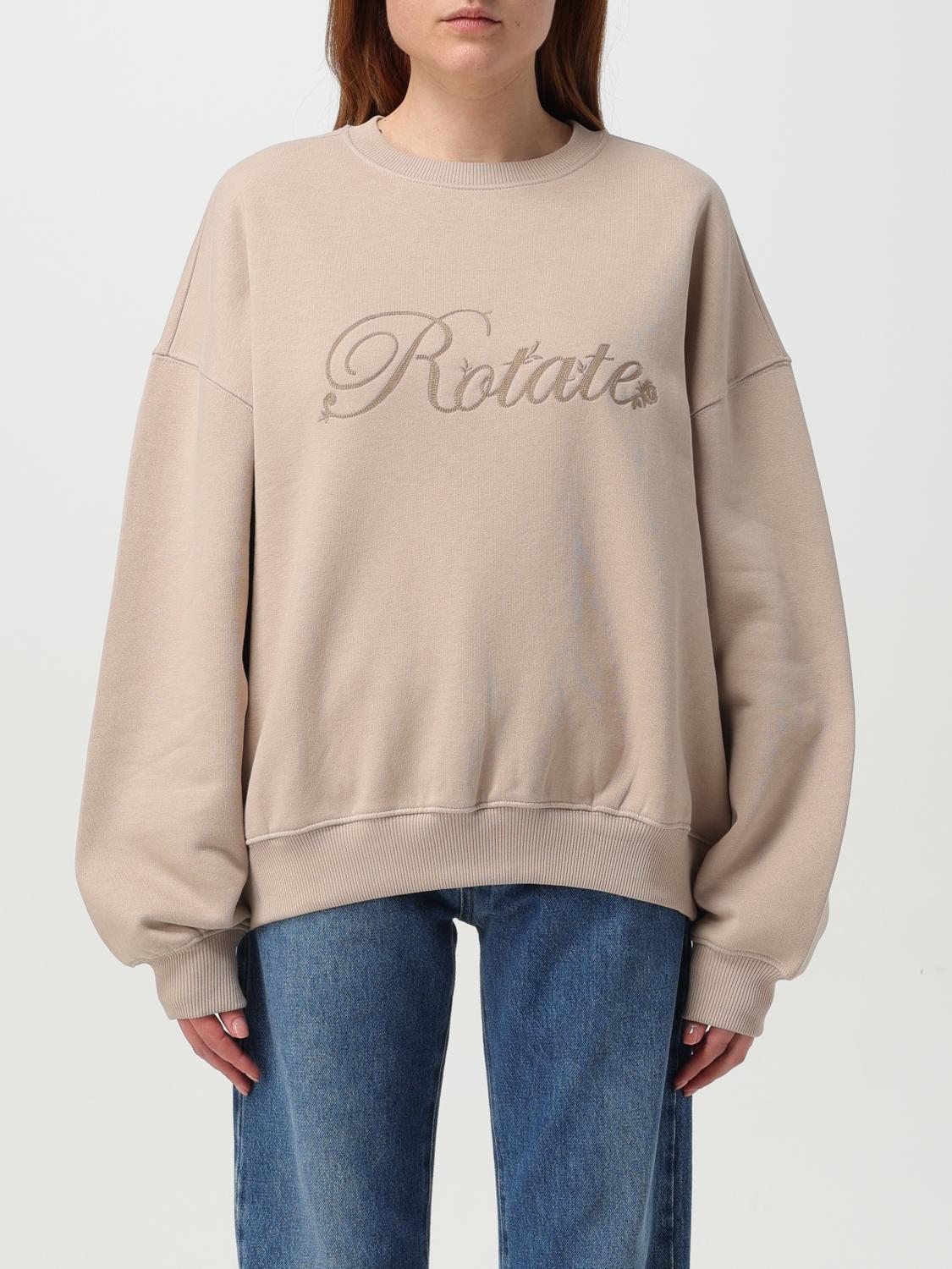Rotate Birger Christensen 'ribbed Crewneck Sweatshirt Long Sleeves' In Natural