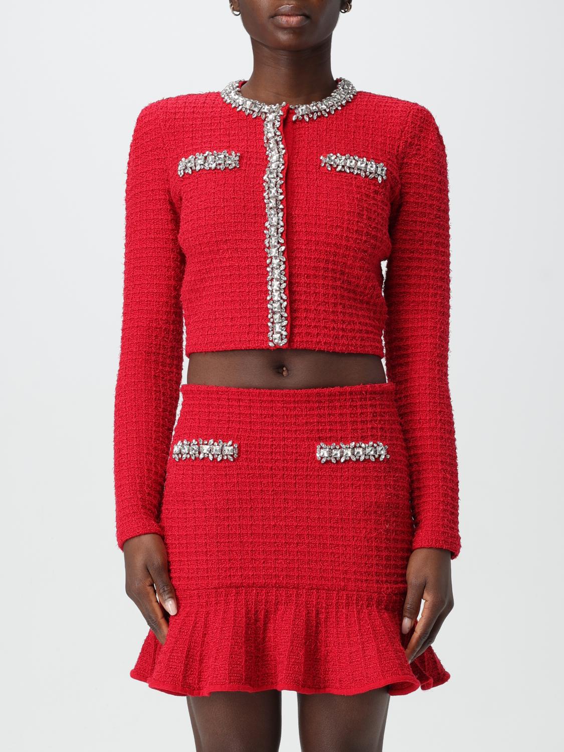 Shop Self-portrait Cardigan Woman Color Red