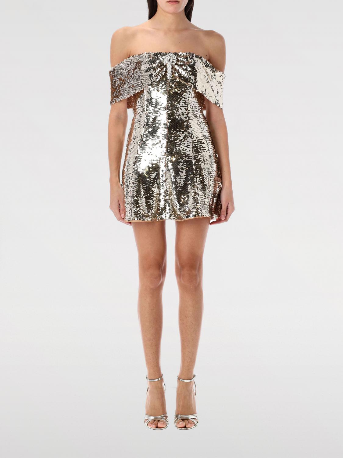 Shop Self-portrait Dress Woman Color Gold