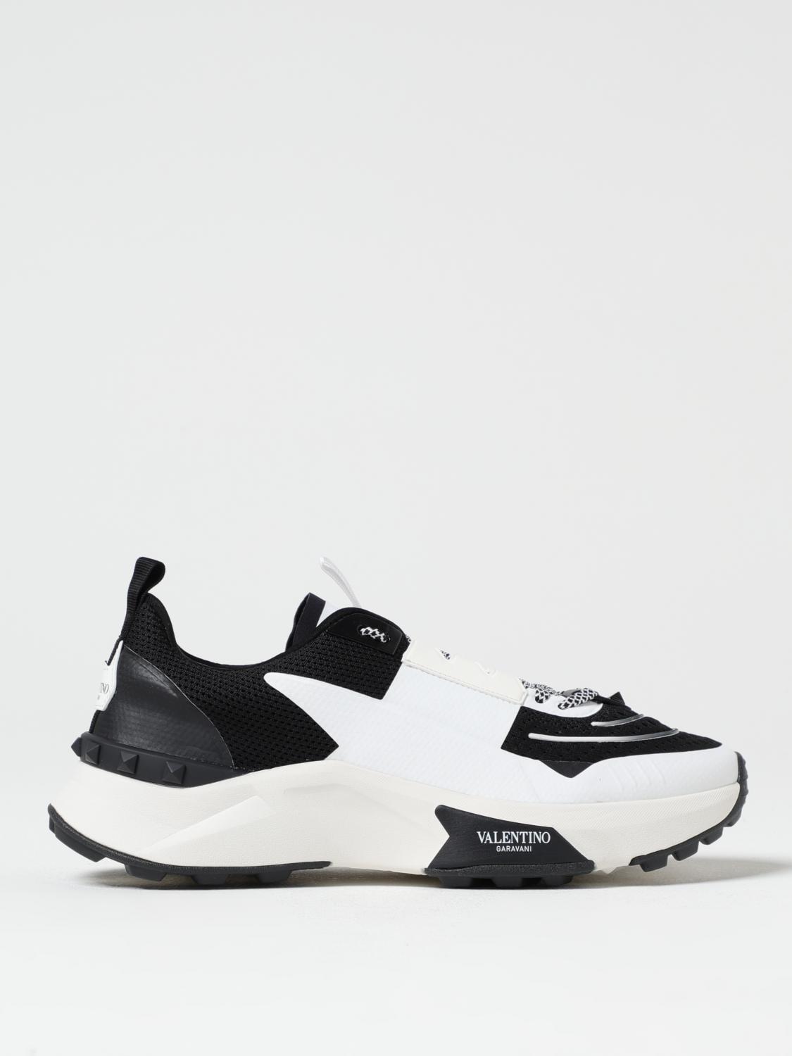 Valentino True Act Leather-trimmed Mesh And Rubber Sneakers In 黑色