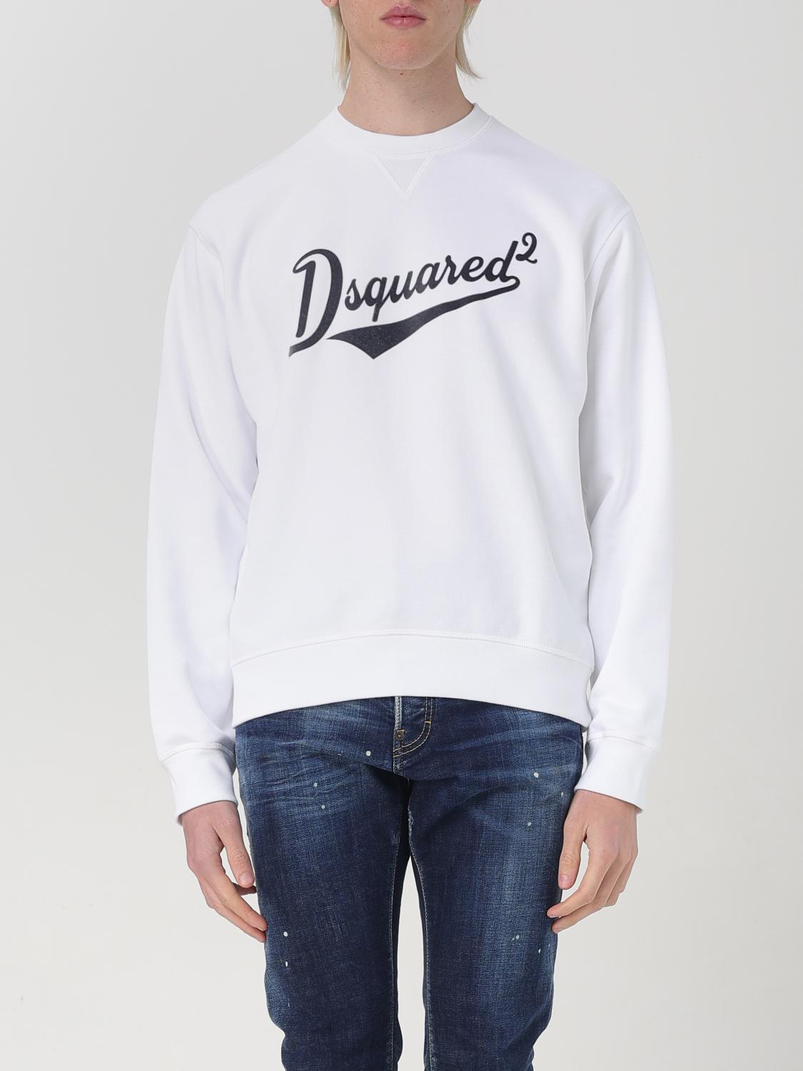 Dsquared2 Velvet Logo Sweatshirt In White