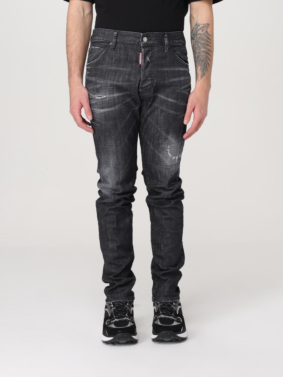 Dsquared2 Easy Black Wash Tidy Biker Black Stretch Cotton Denim Jeans In Black