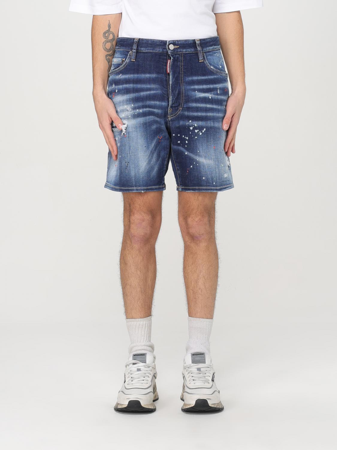 Dsquared2 Cropped Jeans With Paint Splatters In Navy