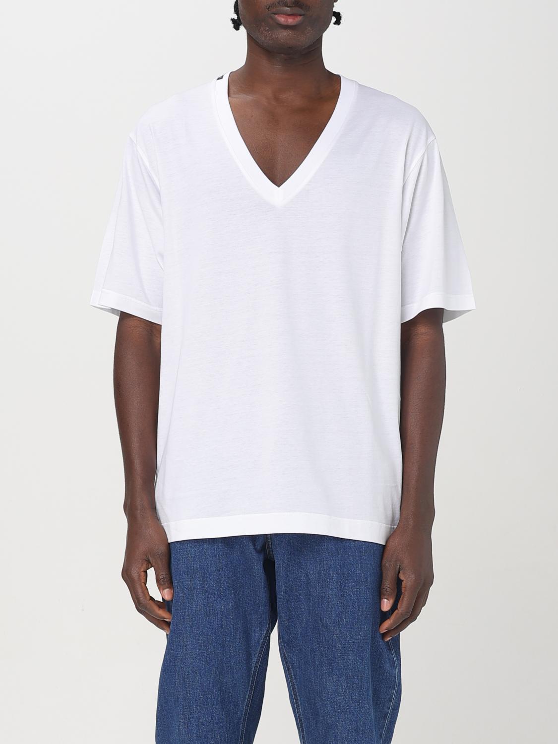 Dolce & Gabbana White T-shirt With All-over Rips And Ri-edition Logo Patch In Cotton Man In White