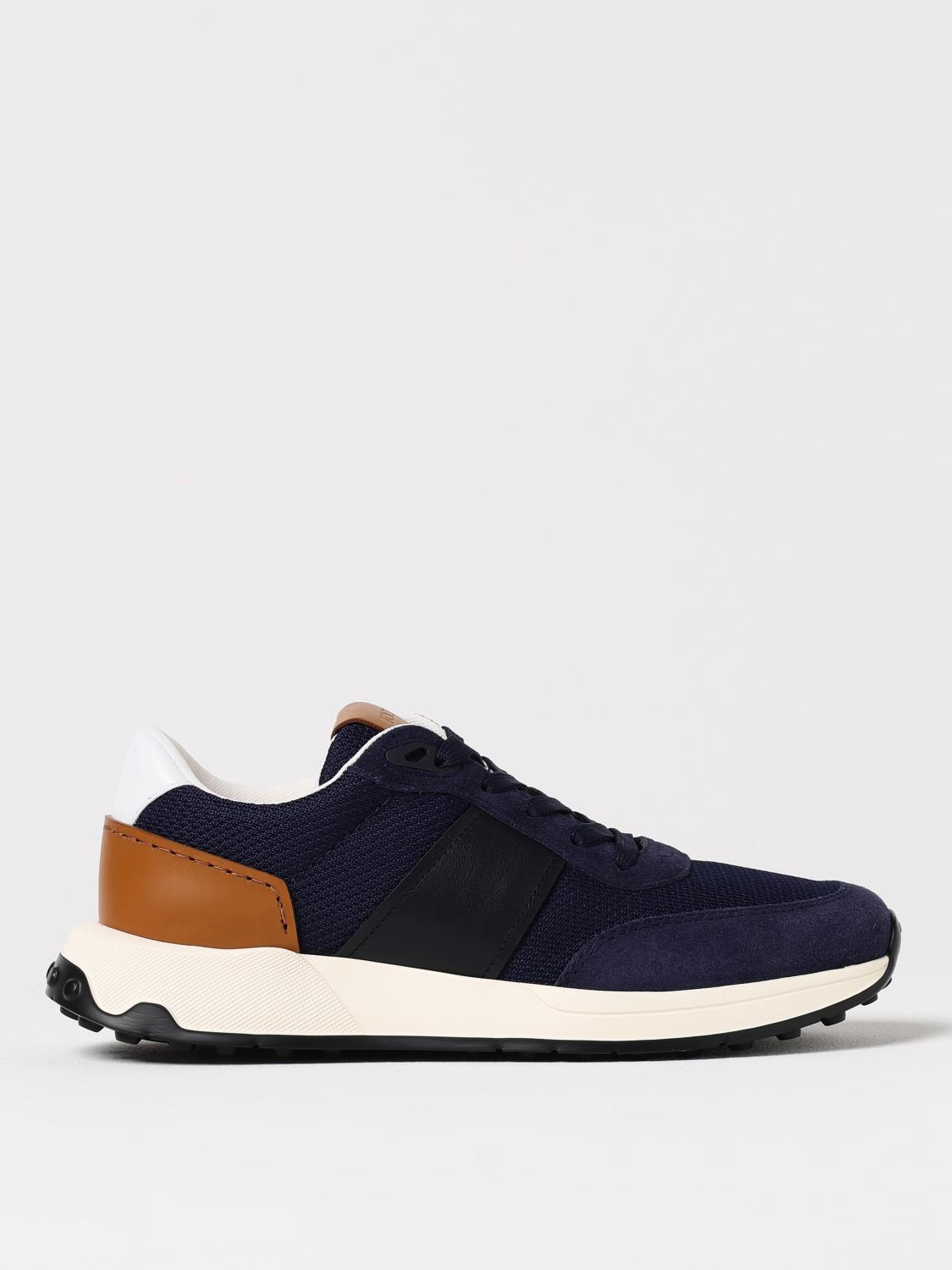 関税込!【TOD'S】NAVY BLUE SUEDE AND BEIGE LEATHER SNEAKERS Tod's Navy Blue Suede And Beige Leather Sneakers In Multi
