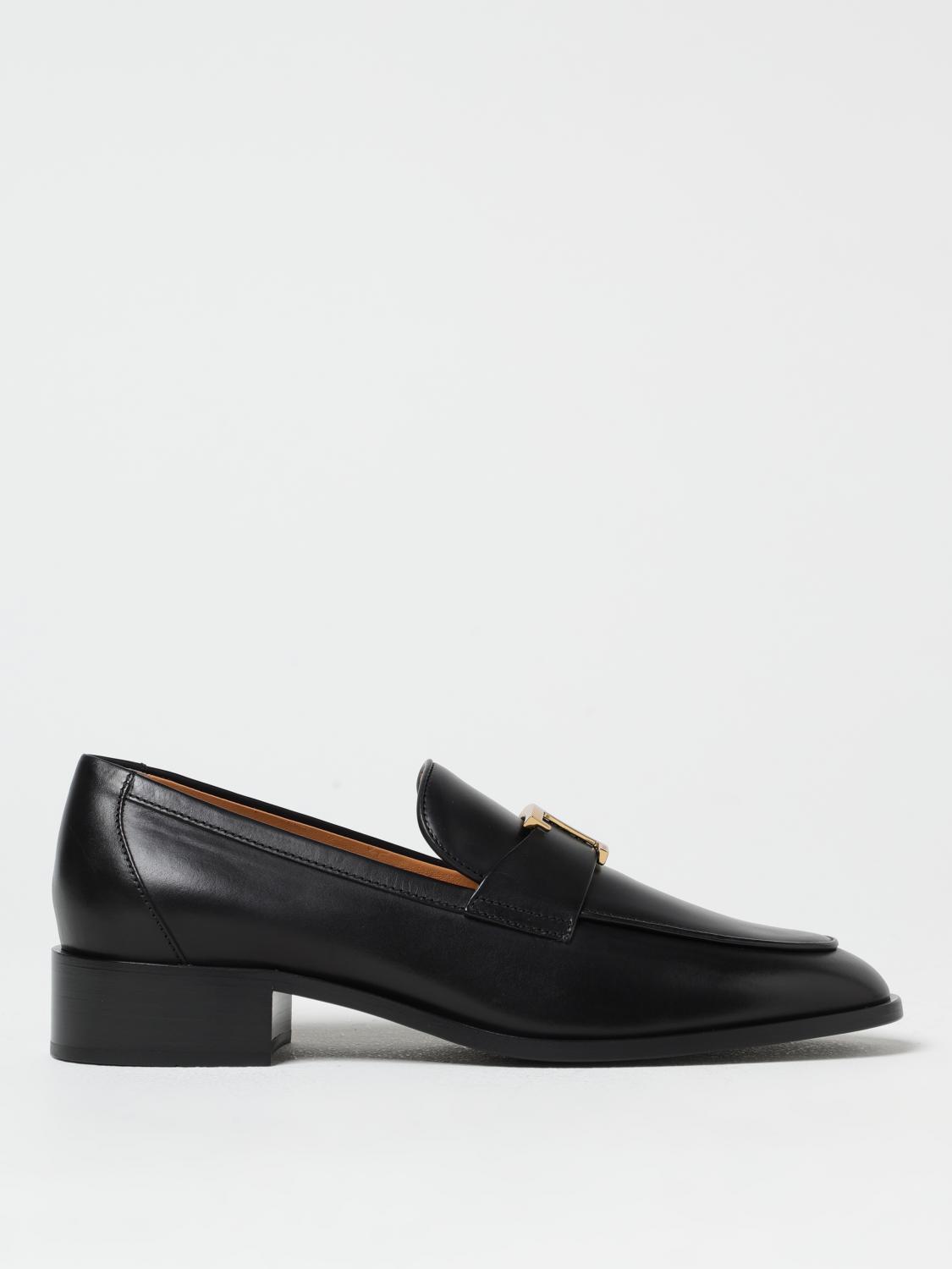 Tod's Leather Loafer With T-timeless Metal Logo In Black