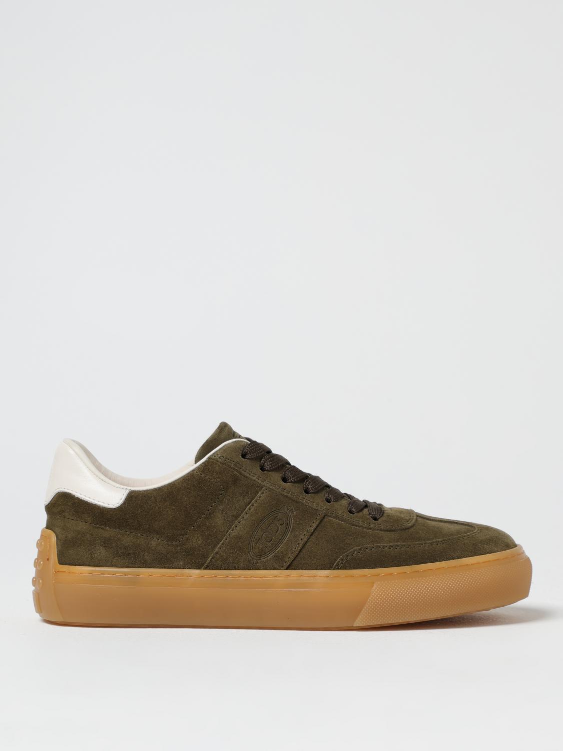 Tod's Olive Green Suede Lace-up Shoes With Non-slip Sole In Green