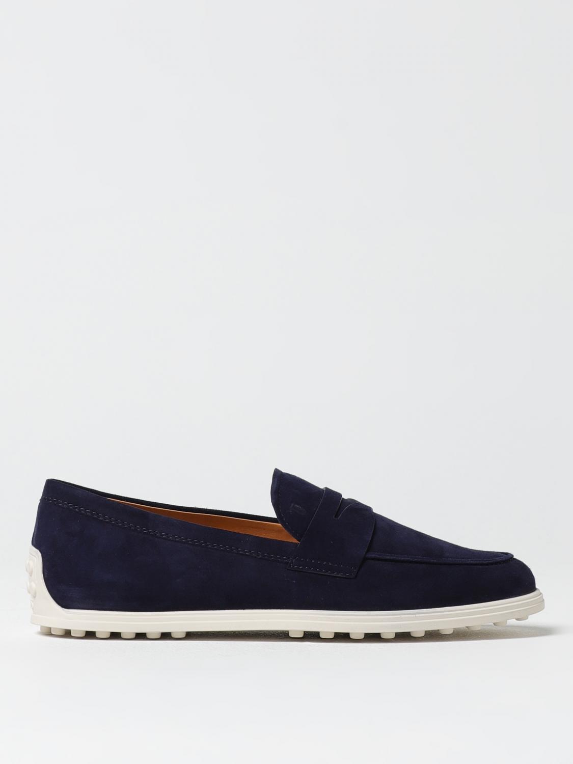 Tod's Women Suede Leather Loafers In Blue