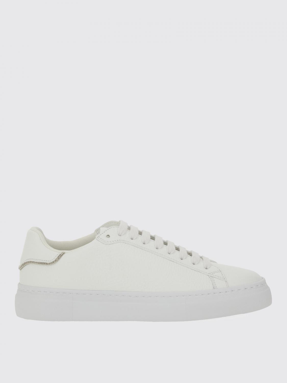 Fabiana Filippi White Leather Sneakers With Classic Lace-up Design