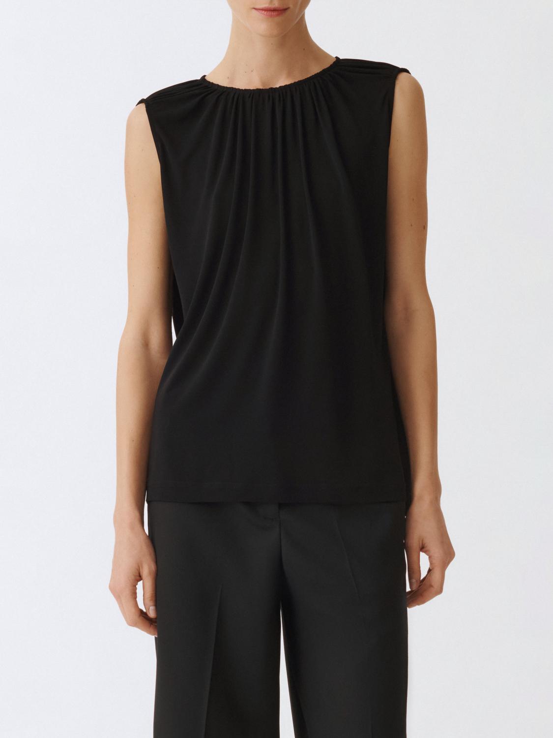 Fabiana Filippi Fluid Viscose Jersey Top In Schwarz
