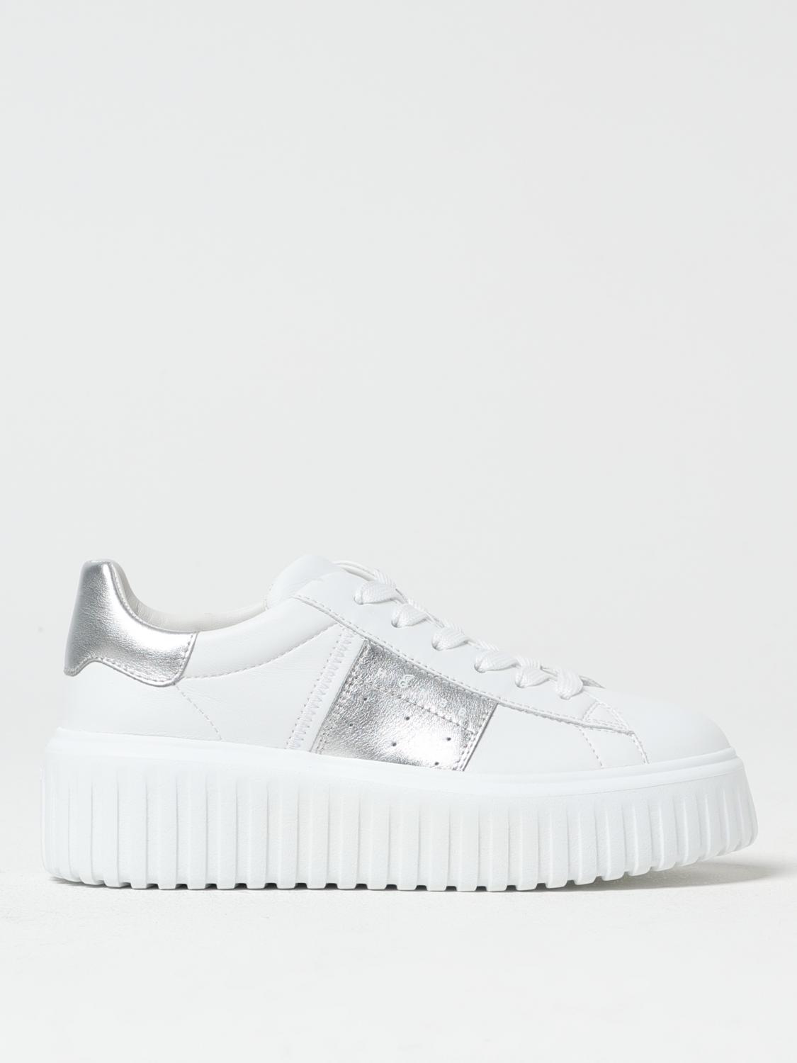 Hogan H-stripes Leather Platform Sneakers In White