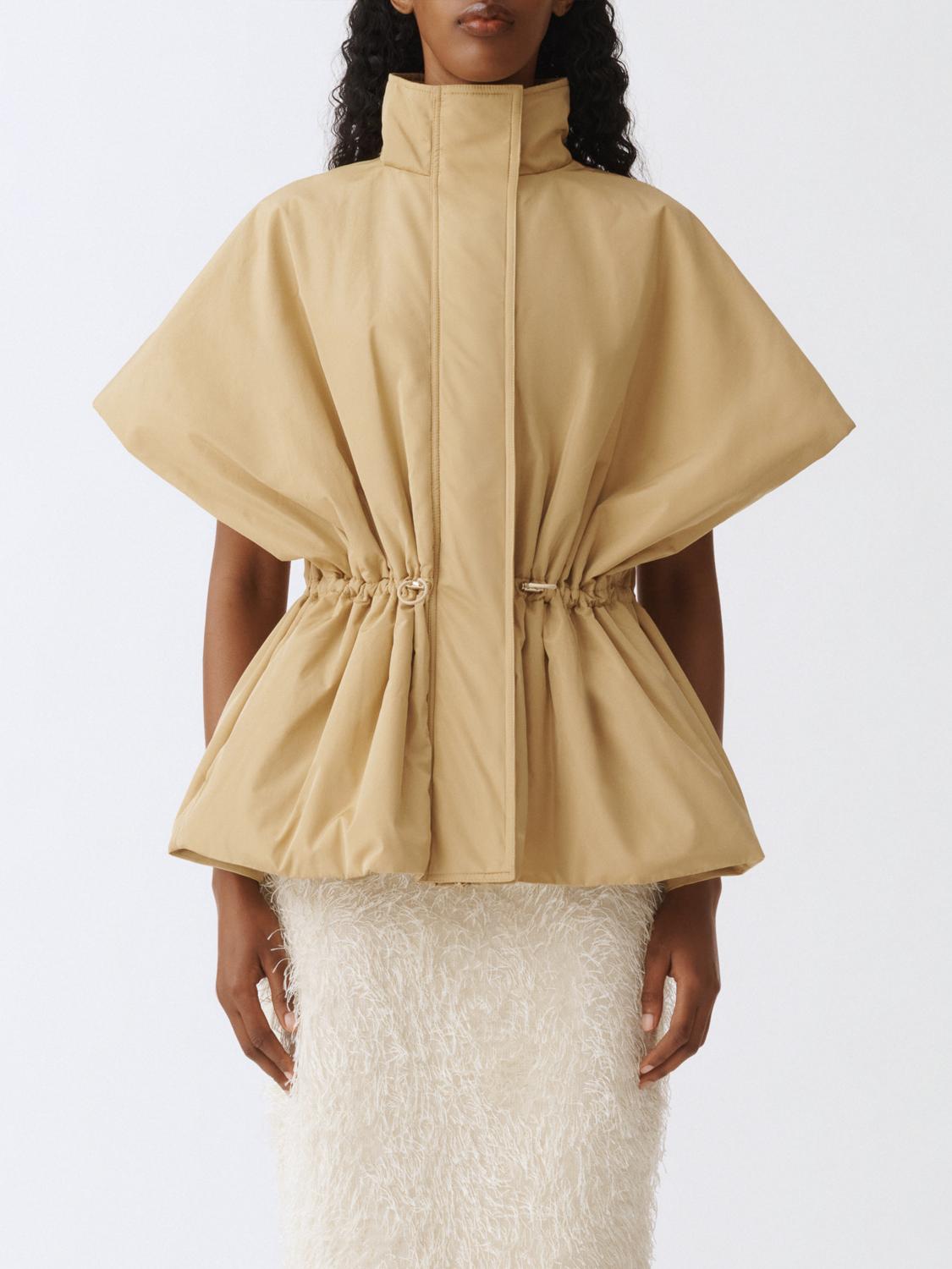 Fabiana Filippi Padded Taffeta Short Cape With Filo Diamante In Gold