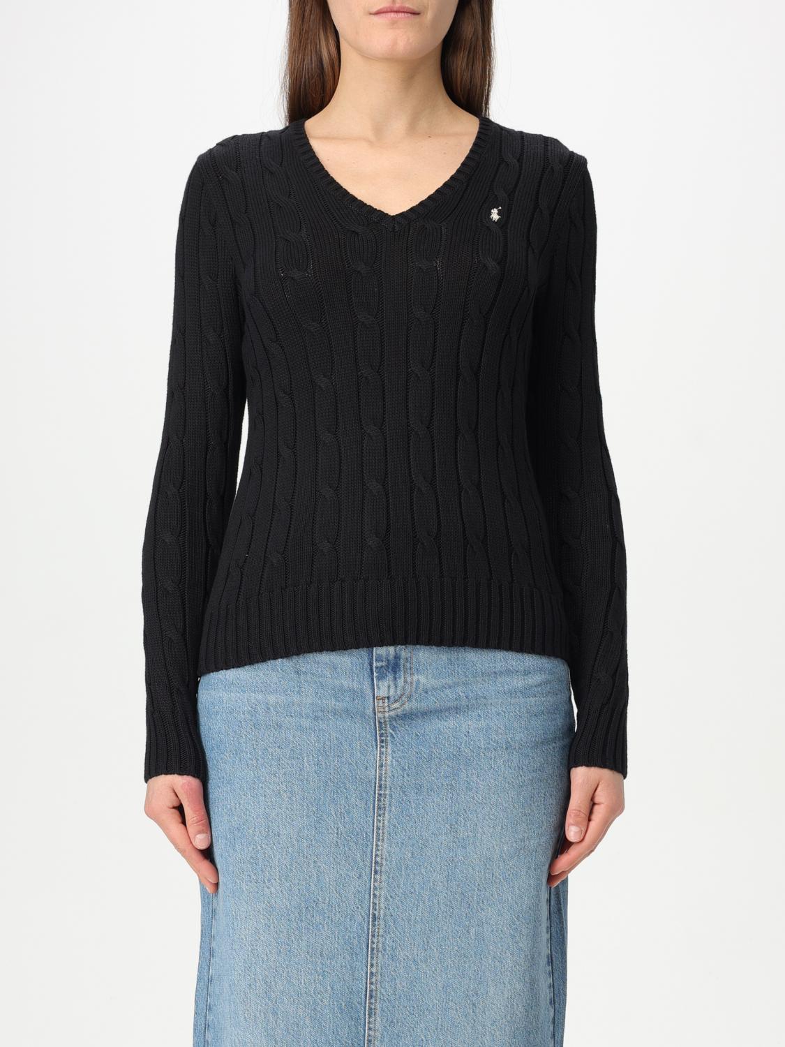 Polo Ralph Lauren Cable-knit Wool-cashmere V-neck Sweater In Black