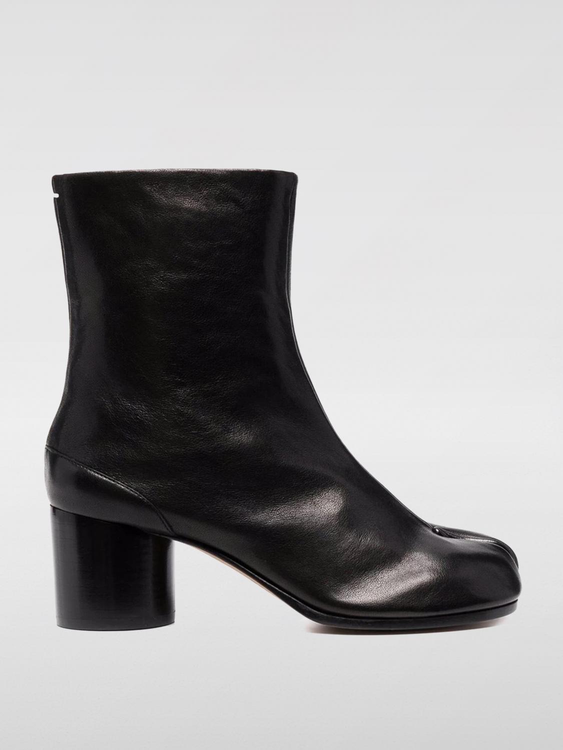 Maison Margiela Leather Ankle Boots With 60mm Tabi Heel In Black