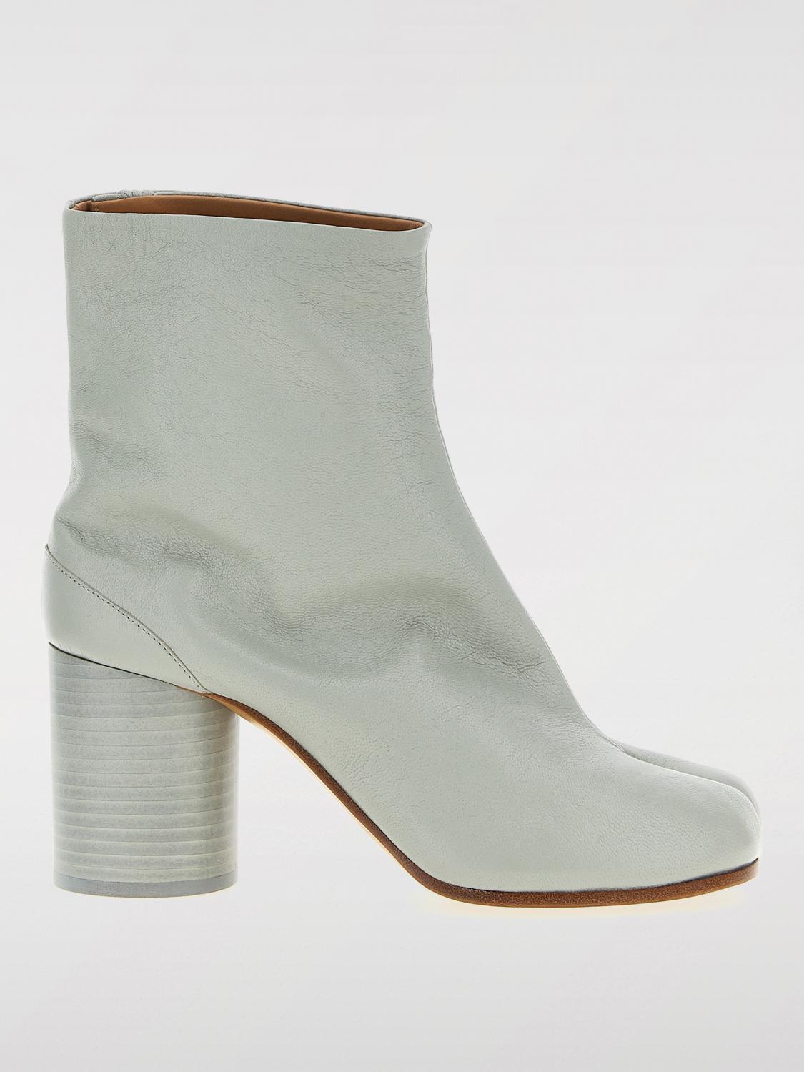 Maison Margiela Tabi 80mm Leather Ankle Boots In Grey