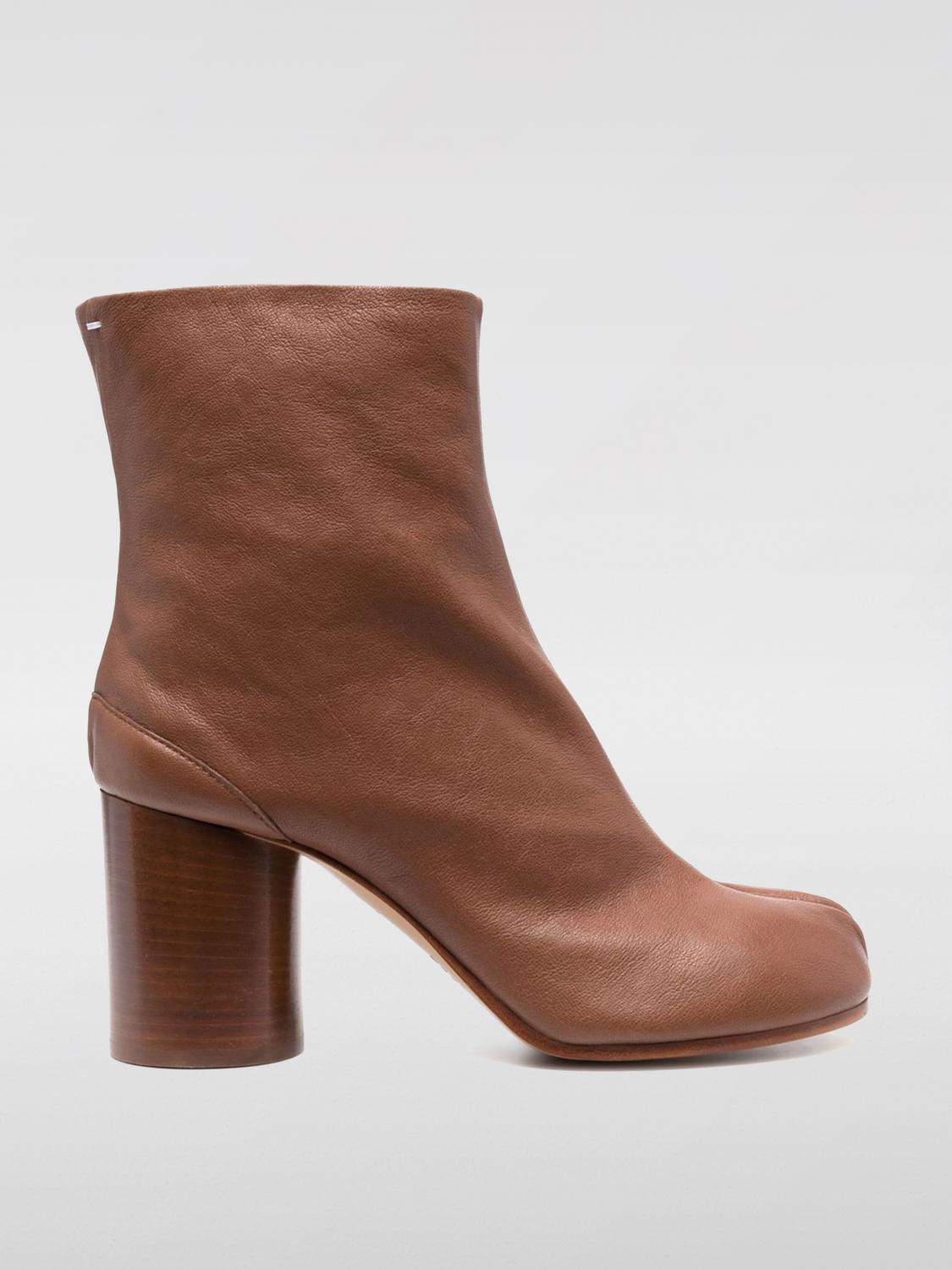 Maison Margiela 'tabi' Brown High Heel Ankle Boots In Brown