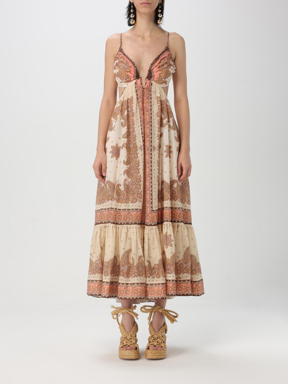 Zimmermann Light Beige Maxine Plunge Maxi Dress In White