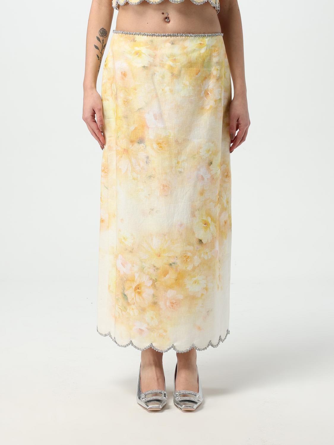Zimmermann Women Printed Linen Crush Skirt In Yellow