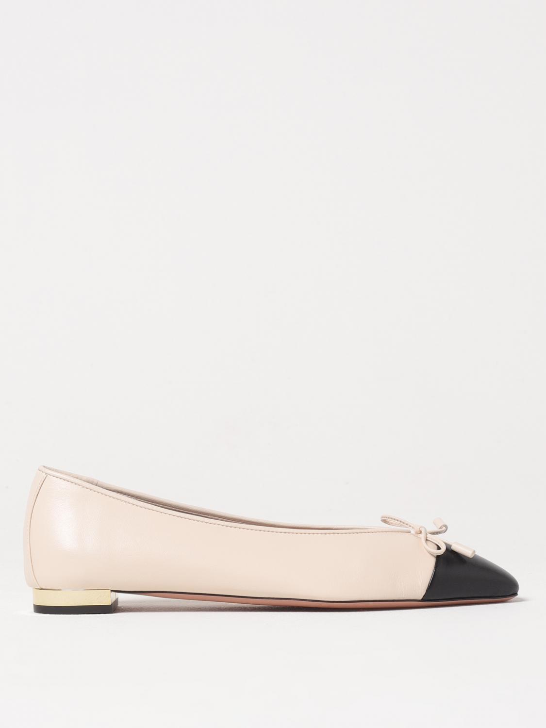 Aquazzura Leather Gioia Ballet Flats In White