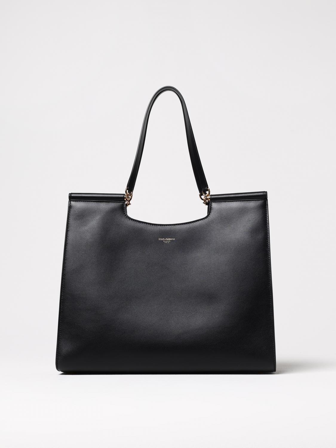 Dolce & Gabbana Mini Leather Shopping Handbag In Black