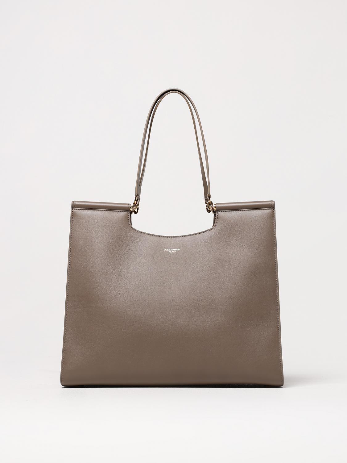 Dolce & Gabbana Large Sicily Calf Leather Tote Bag In Grey