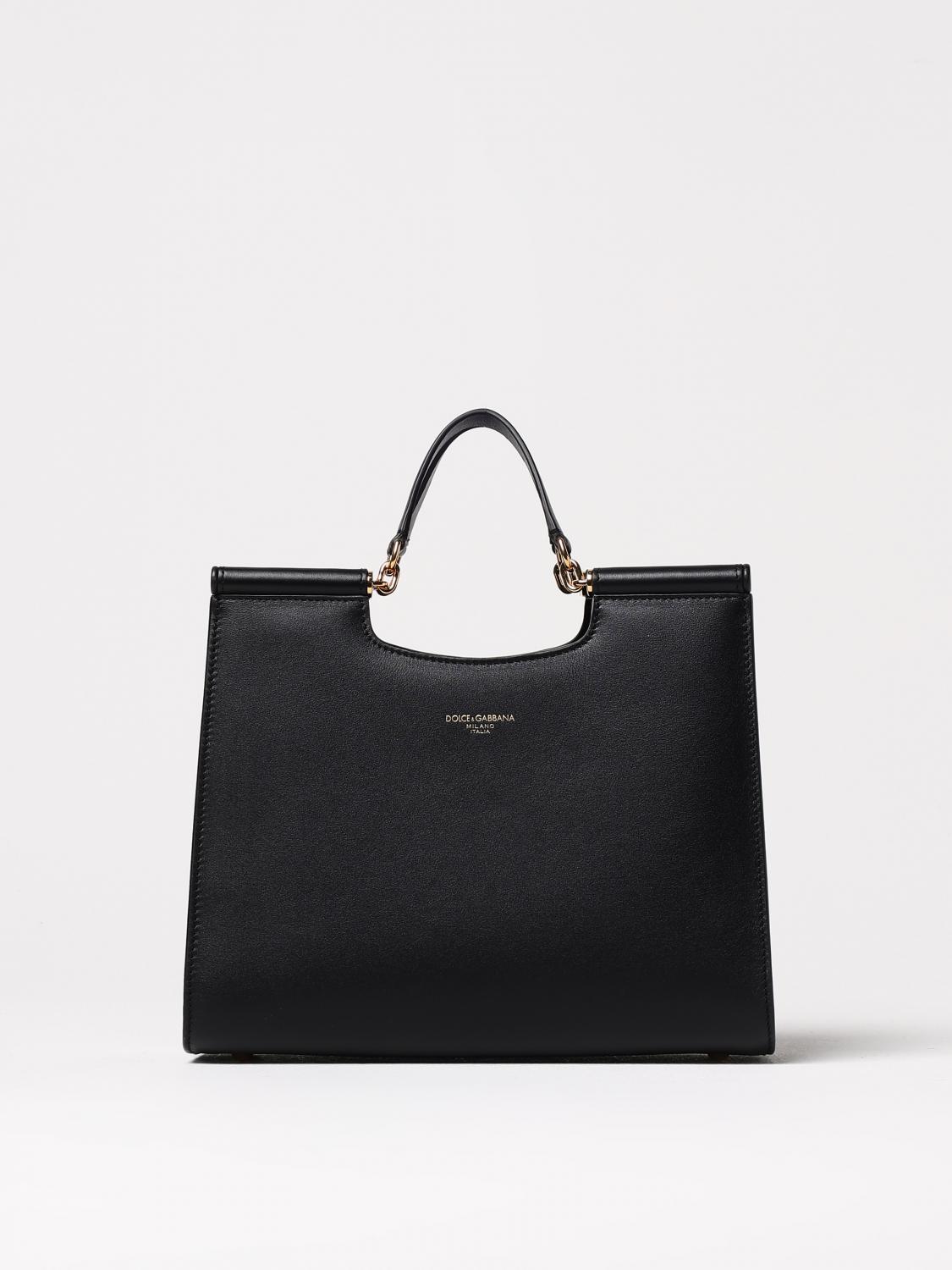 Dolce & Gabbana Small Sicily Calf Leather Tote Bag In Black