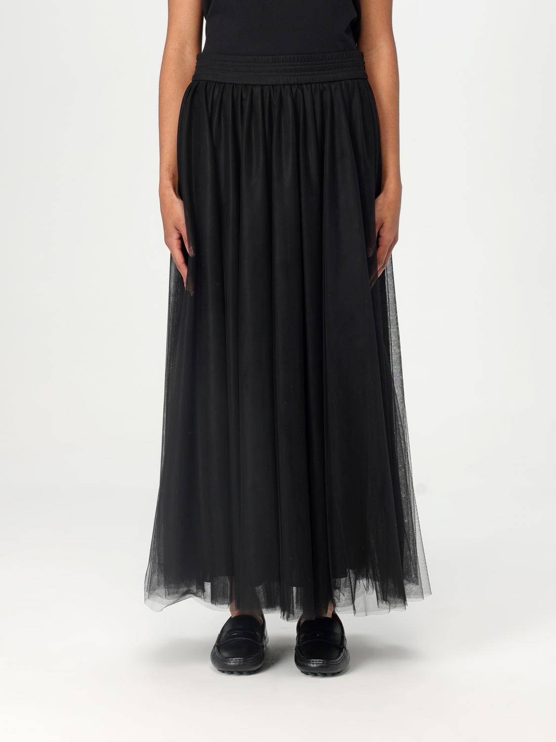 Fabiana Filippi Maxi Skirt With Tulle Overlay And Elastic Waistband In Black