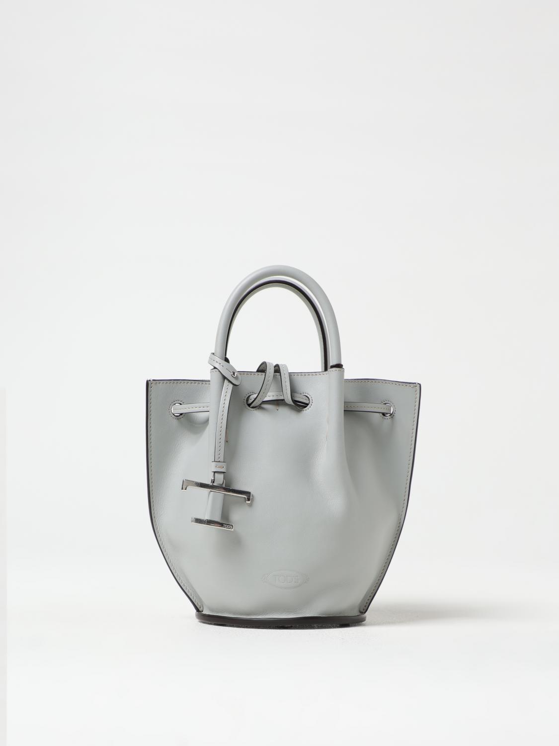 Tod's Light Blue Leather Bucket Bag In Grey
