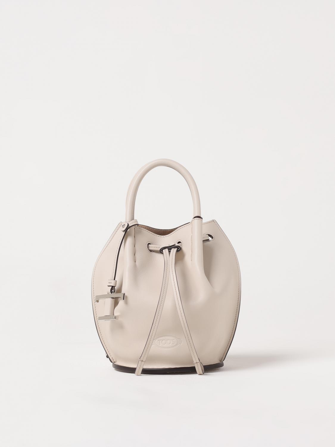Tod's Mini Leather Bucket Bag In Beige